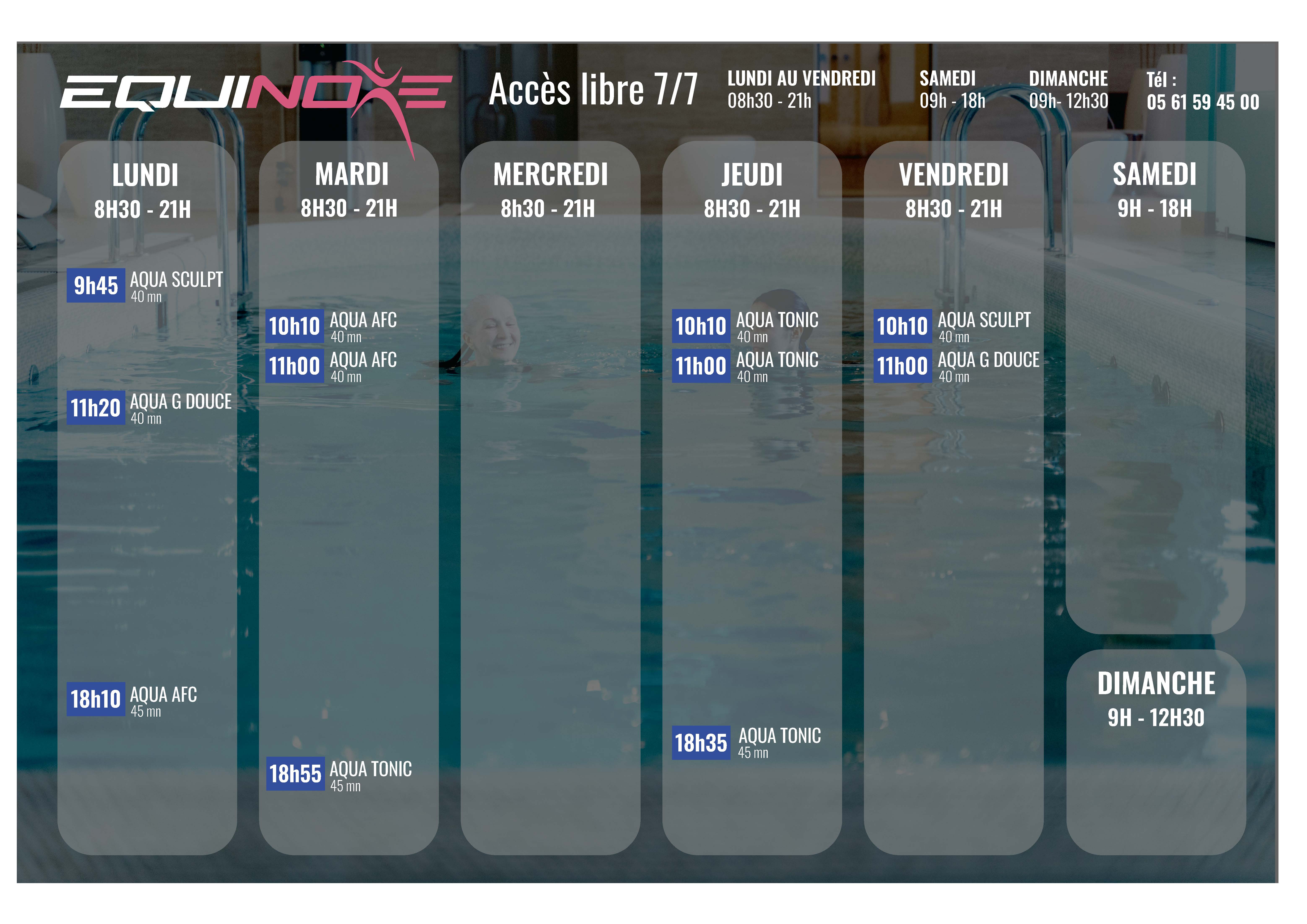 Planning des cours en piscine